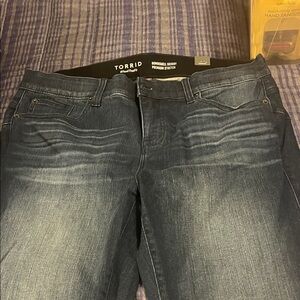 torrid Dark Wash Skinny Jeans with Faded Whiskering